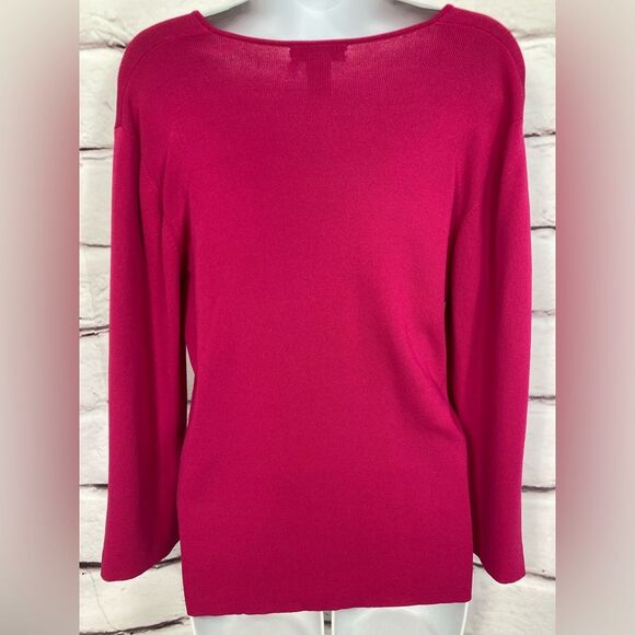 Draper’s & Damon’s Top SZ L Magenta Pink Barbiecore Butterfly Sequin Rayon Nylon - Picture 3 of 9